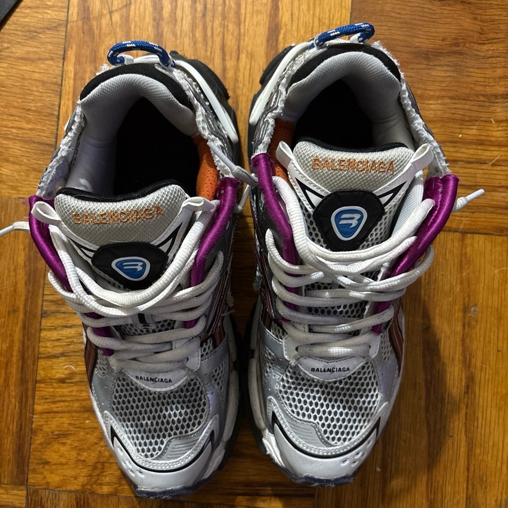 Balenciaga Silver and Purple Athletic Shoes